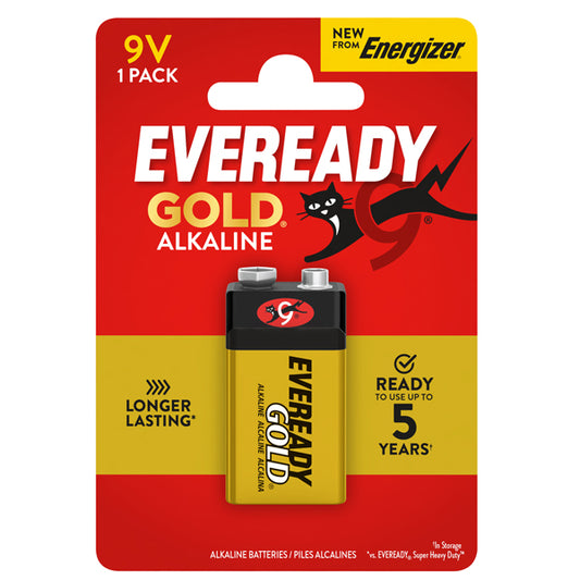 Energizer - U500061 - Pila Transistor - 9V - Eveready Gold- alcalina - Energizer - blister 1 pezzo - 104098 -  Conf. da 1 Pz.