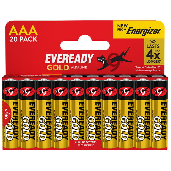Energizer - U500093 - Pila ministilo AAA - 1,5V - Eveready Gold  - alcalina - Energizer - blister 20 pezzi - 104100 -  Conf. da 1 Pz.