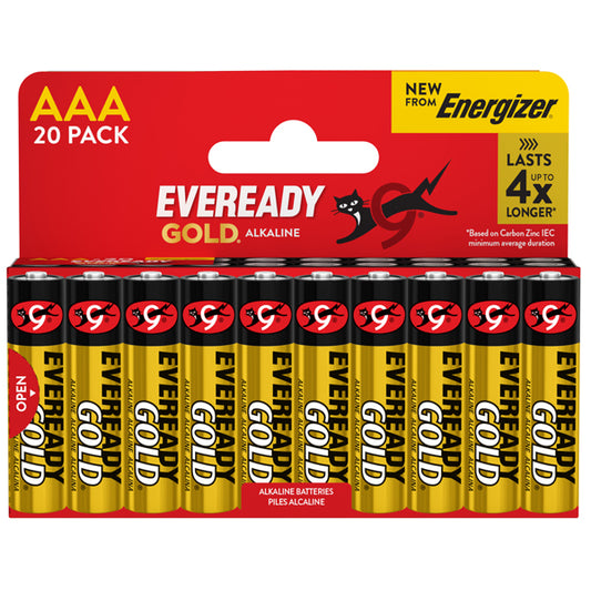 Energizer - U500093 - Pila ministilo AAA - 1,5V - Eveready Gold  - alcalina - Energizer - blister 20 pezzi - 104100 -  Conf. da 1 Pz.