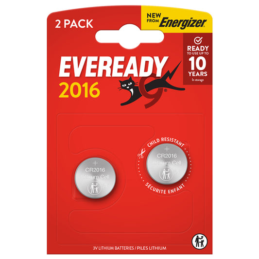 Energizer - U302016 - Micropila Eveready Lithium CR2016 - 3V - a pastiglia - litio - Energizer - blister 2 pezzi - 104105 -  Conf. da 1 Pz.