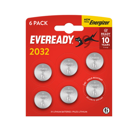 Energizer - U302034 - Micropila Eveready Lithium CR2032 - 3V - a pastiglia - litio - Energizer  - blister 6 pezzi - 104110 -  Conf. da 1 Pz.