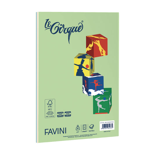 FAVINI - A71X134 - Carta Le Small Cirque - A4 - 80 gr - mix 5 colori tenui - Favini - conf. 100 fogli - 104122 -  Conf. da 1 Pz.