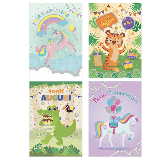 REX SADOCH - BA00027G - Biglietto Compleanno bambini - fantasie assortite - Rex Sadoch - 104153 -  Conf. da 12 Pz.