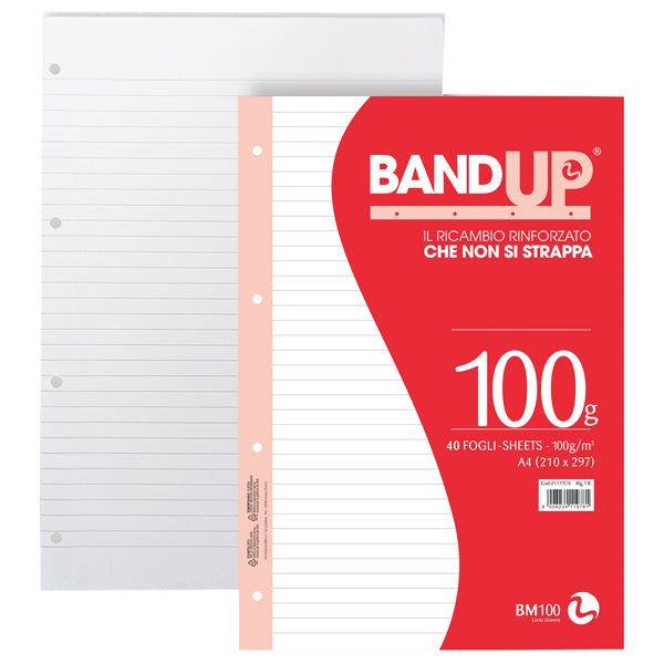 BM - 0111978 - Ricambi BandUP forati rinforzati - A4 - 1 rigo - 100gr - BM - conf. 40 pezzi - 104228 -  Conf. da 1 Pz.