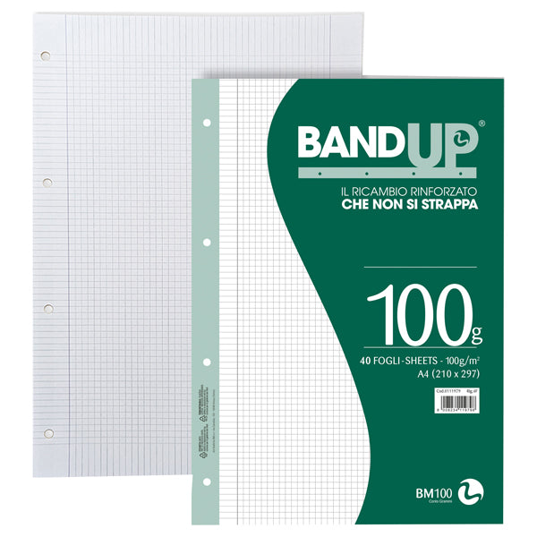 BM - 0111979 - Ricambi BandUP forati rinforzati - A4 - 4mm c-margine - 100gr - BM - conf. 40 pezzi - 104229 -  Conf. da 1 Pz.