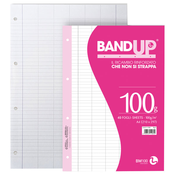 BM - 0111980 - Ricambi BandUP forati rinforzati - A4 - rigo di 1a - 100gr - BM - conf. 40 pezzi - 104230 -  Conf. da 1 Pz.