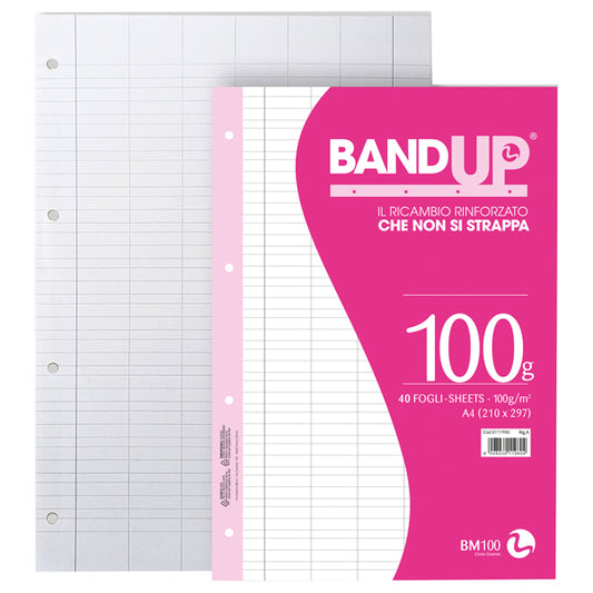 BM - 0111980 - Ricambi BandUP forati rinforzati - A4 - rigo di 1a - 100gr - BM - conf. 40 pezzi - 104230 -  Conf. da 1 Pz.