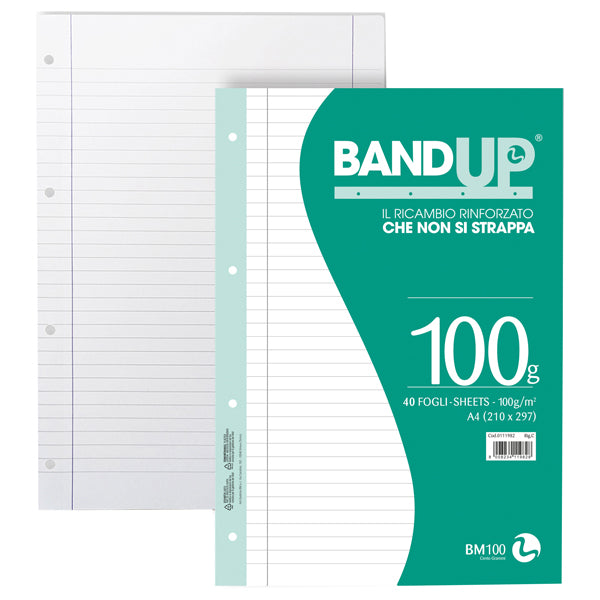 BM - 0111982 - Ricambi BandUP forati rinforzati - A4 - 1 rigo c-margine - 100gr - BM - conf. 40 pezzi - 104232 -  Conf. da 1 Pz.