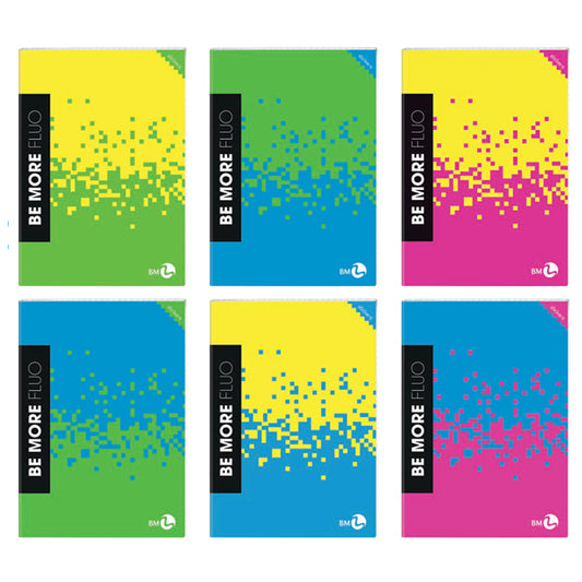 BM - 0123945 - Maxiquaderno Be More Fluo - A4 - 1 rigo c-margine - alta fogliazione - 48+2 fogli - 100 gr - BM - 104265 -  Conf. da 10 Pz.