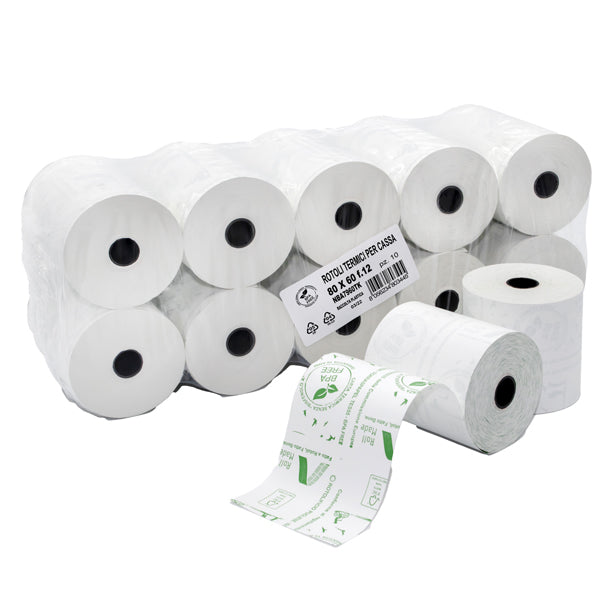 Rotolificio Pugliese - NBA7960TK - Rotolo per registratori di cassa - carta termica BPA free - 79 mm x 60 mt - 48 gr - diametro esterno 64 mm - anima 12 mm - Rotolific io Pugliese - blister 10 pezzi - 104279 -  Conf. da 1 Pz.