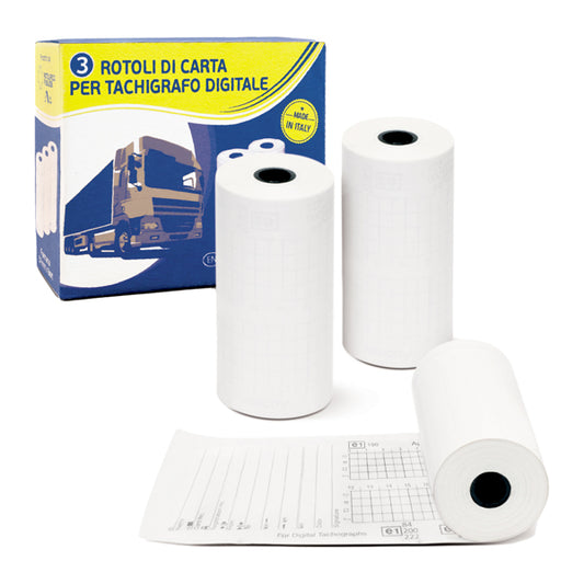 Rotolificio Pugliese - RTD5708 - Rotolo per tachigrafo digitale - carta termica BPA free - 57 mm x 8 mt - 75 gr - diametro esterno 27mm - senza anima - Rotolificio P ugliese - confezione 3 pezzi - 104281 -  Conf. da 1 Pz.