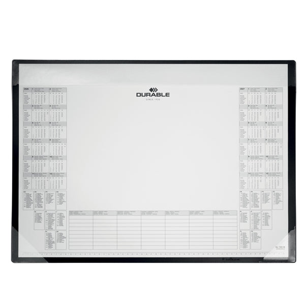 DURABLE - 7298-01 - Sottomano in PP - con calendario e blocco appunti da 25 fogli - 60 x 43cm - nero - Durable - 104291 -  Conf. da 5 Pz.