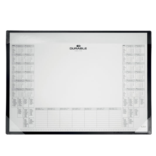 DURABLE - 7298-01 - Sottomano in PP - con calendario e blocco appunti da 25 fogli - 60 x 43cm - nero - Durable - 104291 -  Conf. da 5 Pz.