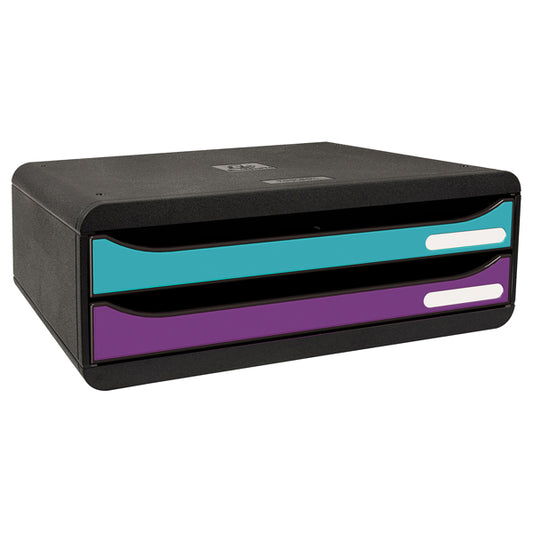 EXACOMPTA - 316101D - Cassettiera Toolbox - linea Titane - 27 x 35,5 x 13,5 cm - 2 cassetti - colori assortiti - Exacompta - 104297 -  Conf. da 1 Pz.