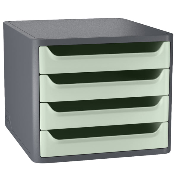 CEP - 1014002331 - Cassettiera 1400 First - 4 cassetti - 28,8 x 34,6 x23,4 cm - grigio\verde salvia - Cep - 104375 -  Conf. da 1 Pz.
