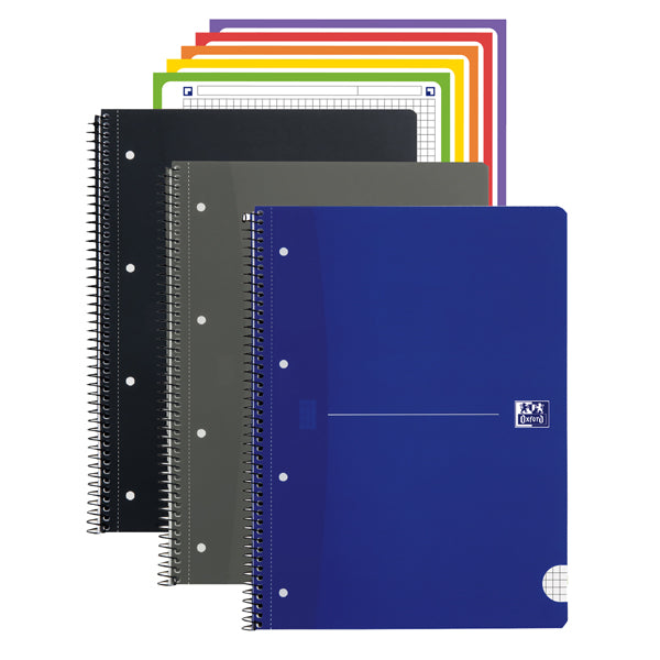 OXFORD - 400107690 - Maxiquaderno spiralato Office Essentials - A5+ - 5 mm - 240 pagine - 80 gr - colori assortiti - Oxford - 104486 -  Conf. da 5 Pz.