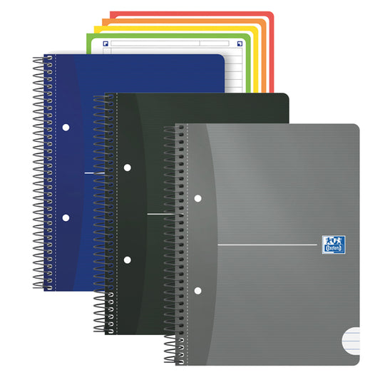 OXFORD - 400087806 - Maxiquaderno spiralato Office Essentials - A5+ - 1 rigo c-margine - 240 pagine - 80 gr - colori assortiti - Oxford - 104487 -  Conf. da 5 Pz.
