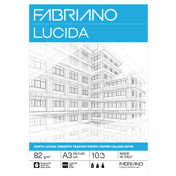 FABRIANO - 19100661 - Blocco carta lucida - A3 - 29,7 x 42 cm - 10 fogli - 82gr - Fabriano - 104504 -  Conf. da 25 Pz.