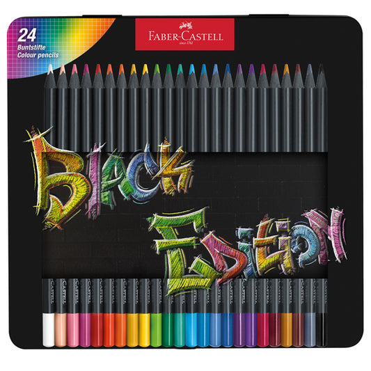 FABER-CASTELL - 116425 - Matite colorate triangolare Black Edition - colori assortiti - Faber-Castell - conf.24 pezzi - 104506 -  Conf. da 1 Pz.