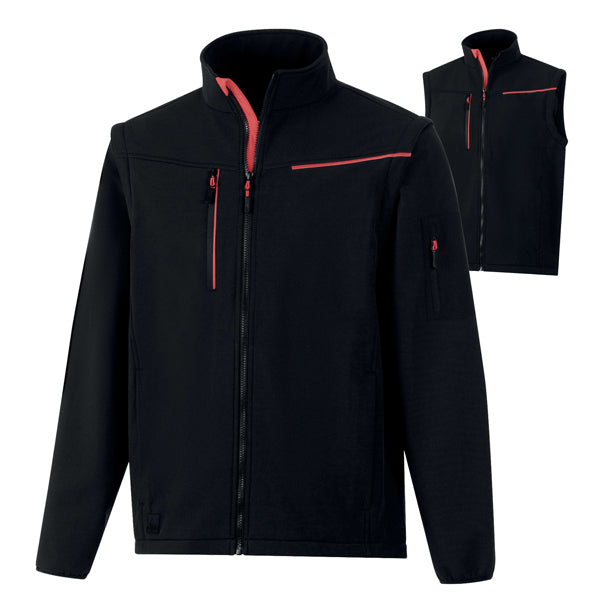 DELTAPLUS - SOCCINOXG - Giacca Softshell 2 in 1 Soccia - taglia XL - nero-rosso - Deltaplus - 104542 -  Conf. da 1 Pz.