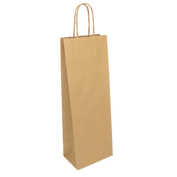 Mainetti Bags - 096334 - Portabottiglie EASY - maniglie cordino - 14 x 9 x 39 cm - carta sealing - avana - Mainetti Bags - conf. 25 pezzi - 104671 -  Conf. da 1 Pz.