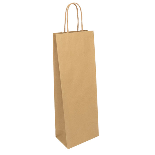 Mainetti Bags - 096334 - Portabottiglie EASY - maniglie cordino - 14 x 9 x 39 cm - carta sealing - avana - Mainetti Bags - conf. 25 pezzi - 104671 -  Conf. da 1 Pz.