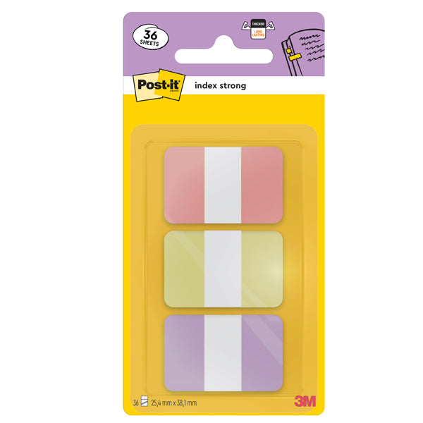 POST-IT - 7100396511 - Segnapagina Post-it Index Strong -  686-3SUN - 25,4 x 38,1 mm - colori pastelllo - Post-it - conf. 36 pezzi - 104771 -  Conf. da 1 Pz.