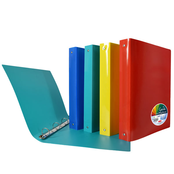 Plastibor - P0363090 - Raccoglitore Garda - 22 x 30 cm - 4 anelli tondi 25 mm - PP - colori assortiti - Plastibor - 104782 -  Conf. da 12 Pz.