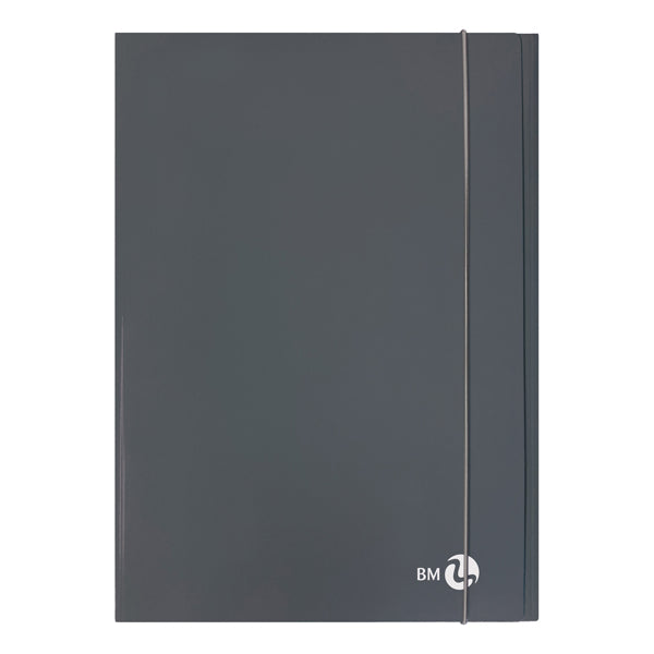 BM - 0123591 - Cartella 3 lembi con elastico - A4 - dorso piatto - grigio scuro - BM - 104814 -  Conf. da 10 Pz.