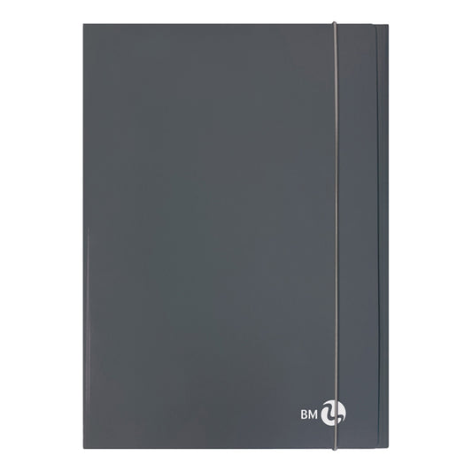 BM - 0123591 - Cartella 3 lembi con elastico - A4 - dorso piatto - grigio scuro - BM - 104814 -  Conf. da 10 Pz.