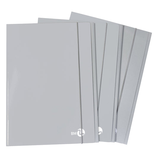 BM - 0123588 - Cartella 3 lembi con elastico - A4 - dorso piatto - grigio chiaro - BM - 104815 -  Conf. da 10 Pz.