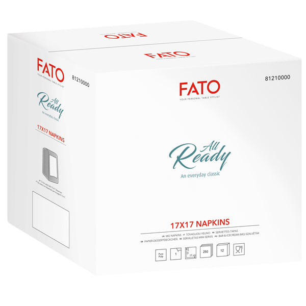 FATO - 81210000 - Tovagliolino bar - 17 x 17 cm - carta - bianco - Fato - conf. 250 pezzi - 104832 -  Conf. da 12 Pz.