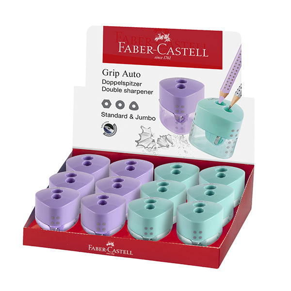 FABER-CASTELL - 183103 - Temperamatite Grip Auto - 2 fori - c-serbatoio - Faber-Castell - 104841 -  Conf. da 12 Pz.