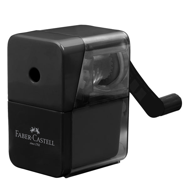 FABER-CASTELL - 180984 - Temperamatite con manovella - 1 foro - c-serbatoio - nero - Faber-Castell - 104842 -  Conf. da 1 Pz.