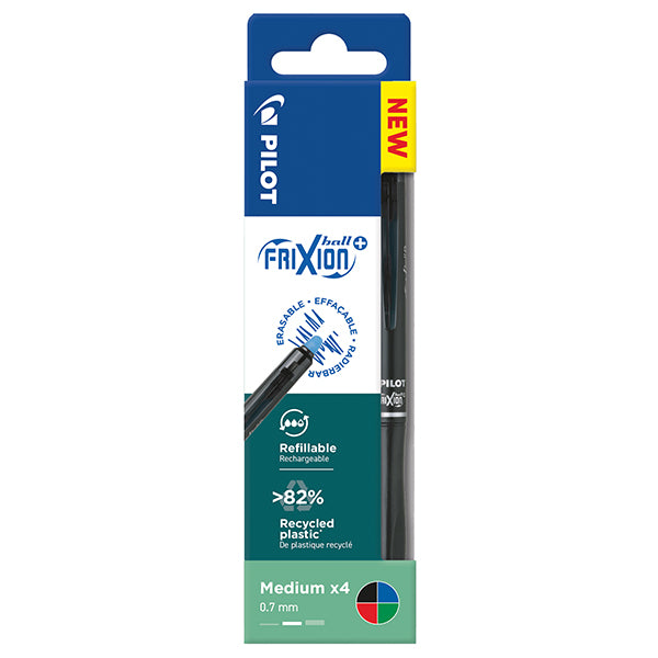 PILOT - 040349 - Penna a sfera a scatto FrixionBall+  - punta 0,7mm - colori assortiti - Pilot - conf. 4 pezzi - 104854 -  Conf. da 1 Pz.
