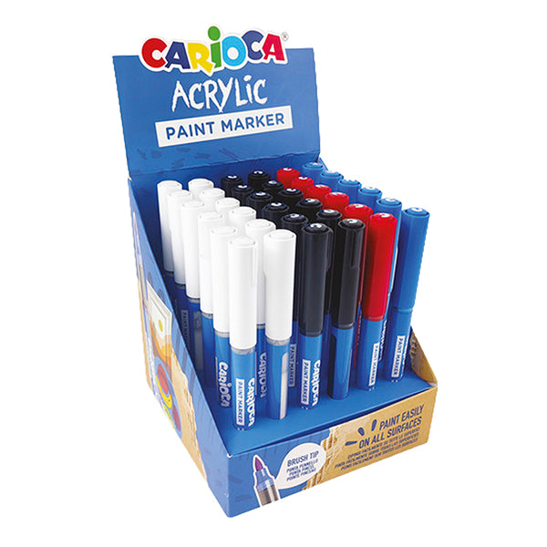 CARIOCA - 41400 - Marcatore Paint Marker acrilico - punta pennello - colori assortiti - Carioca - conf. 36 pezzi - 104877 -  Conf. da 1 Pz.