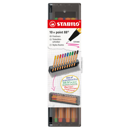 STABILO - 8810-5 - Click set Point 88 - tratto 0,4 mm - colori assortiti - Stabilo - conf. 10 pezzi - 104893 -  Conf. da 1 Pz.