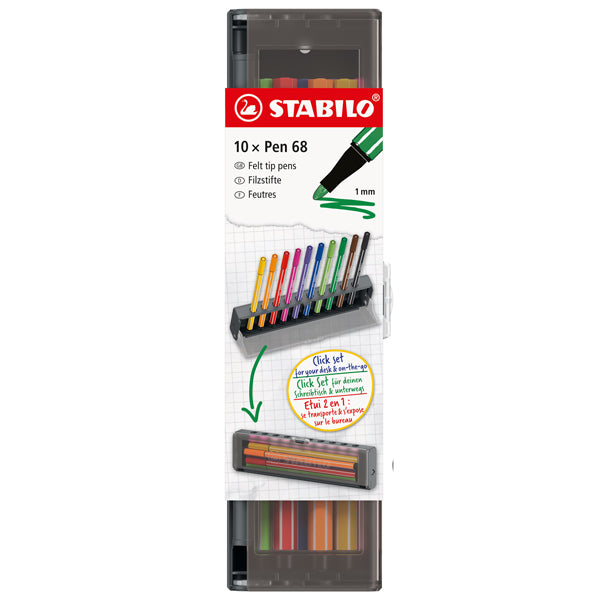 STABILO - 6810-7 - Click set Pen 68 - tratto 1.0 mm - colori assortiti - Stabilo - conf. 10 pezzi - 104894 -  Conf. da 1 Pz.