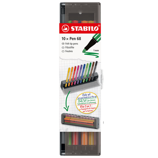 STABILO - 6810-7 - Click set Pen 68 - tratto 1.0 mm - colori assortiti - Stabilo - conf. 10 pezzi - 104894 -  Conf. da 1 Pz.