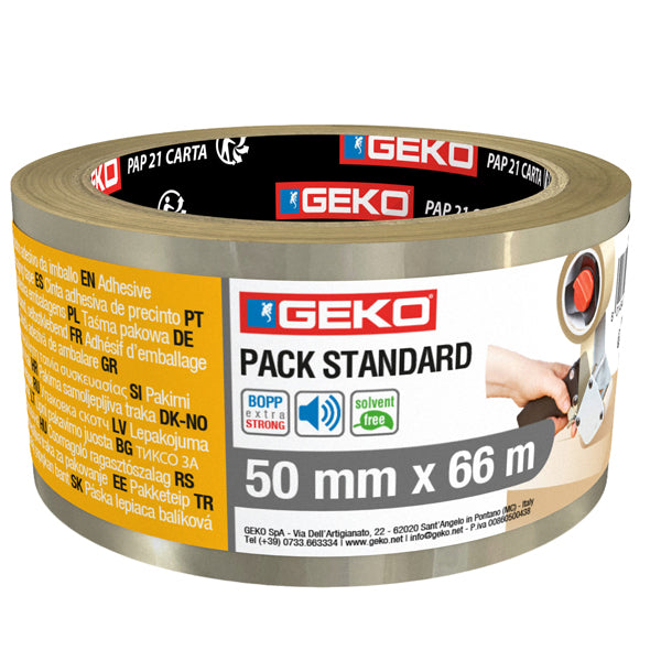 Geko - 8180500042 - Nastro adesivo - 5 cm x 66 m - PLP - standard - trasparente - Geko - 104901 -  Conf. da 1 Pz.