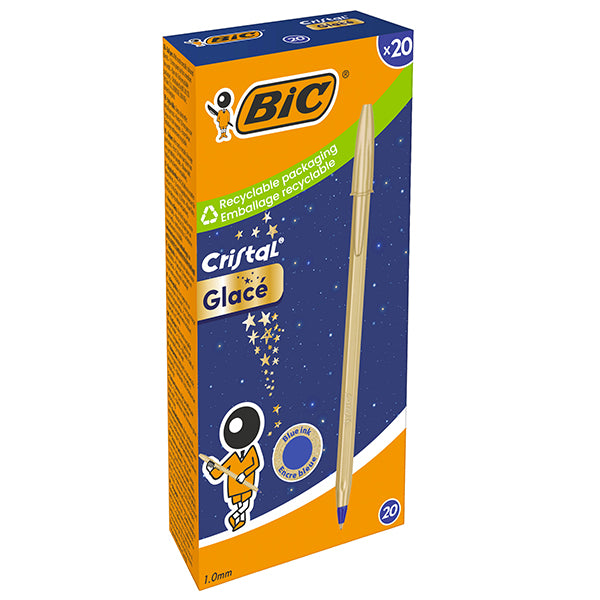 BIC - 302522 - Penna sfera Cristal Glacè - 1.0 mm - fusto oro - Bic - conf. 20 pezzi - 104910 -  Conf. da 1 Pz.