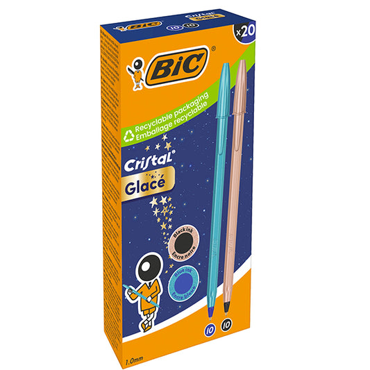 BIC - 302535 - Penna sfera Cristal Glacè - 1.0 mm - fusto blu e rosa - Bic - conf. 20 pezzi - 104912 -  Conf. da 1 Pz.