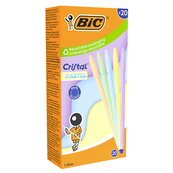 BIC - 302550 - Penna sfera Cristal Pastel - 1.0 mm - fusto colori assortiti - Bic - conf. 20 pezzi - 104913 -  Conf. da 1 Pz.