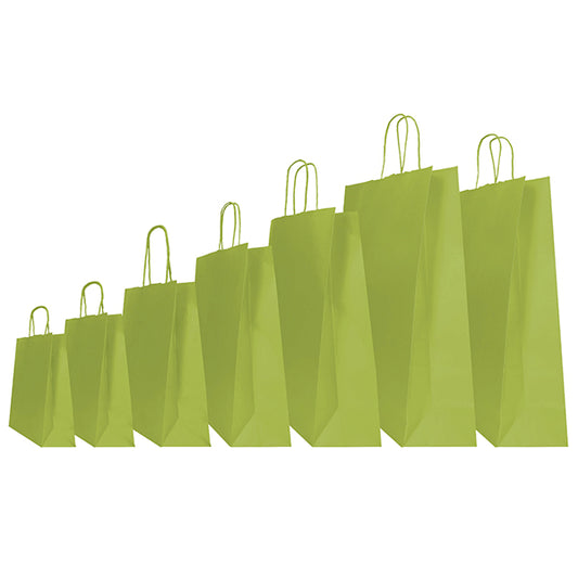 Mainetti Bags - 097584 - Shopper Twisted - maniglie cordino - 14 x 9 x 20 cm - carta kraft - verde fagiolo - Mainetti Bags - conf. 25 pezzi - 105004 -  Conf. da 1 Pz.