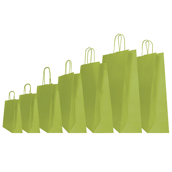 Mainetti Bags - 097621 - Shopper Twisted - maniglie cordino - 22 x 10 x 29 cm - carta kraft - verde fagiolo - Mainetti Bags - conf. 25 pezzi - 105006 -  Conf. da 1 Pz.