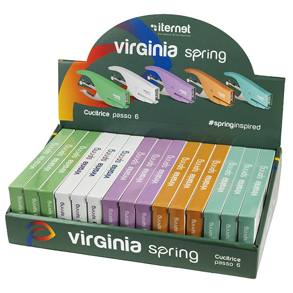 ITERNET - 102 - Cucitrice a pinza Virginia spring - 5 colori assortiti pastello - Iternet - Expo da 15 pezzi - 105016 -  Conf. da 1 Pz.