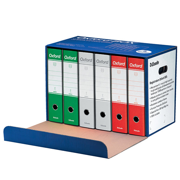 ESSELTE - 390785114 - Scatola registratori Oxford box Italia G85 - dorso - 8 cm - protocollo 23 x 33 cm - colori assortiti - Esselte - conf. 6 pezzi - 105050 -  Conf. da 1 Pz.