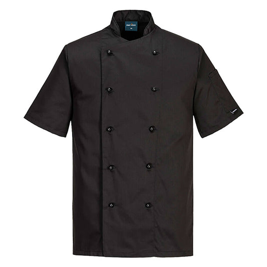 Portwest - C734BKRM - Giacca cuoco Kent - maniche corte - taglia M - nero - Portwest - 105098 -  Conf. da 1 Pz.