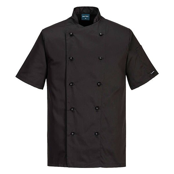 Portwest - C734BKRXL - Giacca cuoco Kent - maniche corte - taglia XL - nero - Portwest - 105100 -  Conf. da 1 Pz.