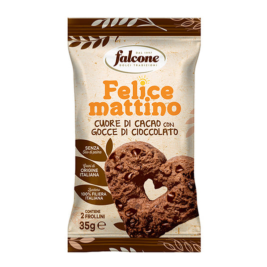 Dolciaria Falcone - SFLC732 - Cuore di cacao con gocce di cioccolato - monoporzione da 35 gr - Falcone - 105234 -  Conf. da 44 Pz.